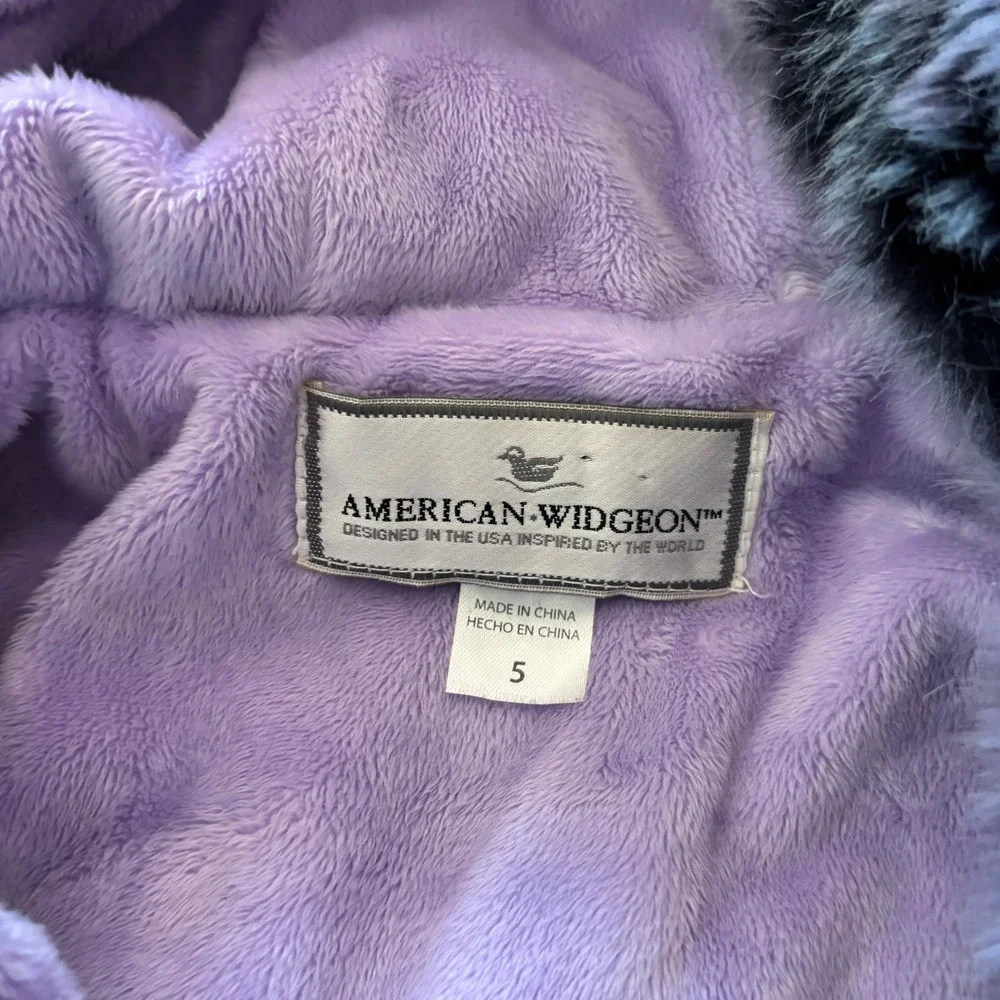 American Widgeon Girls Purple Faux Fur Hooded Winter Coat Jacket Size 5‎
